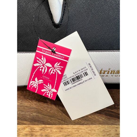 Trina Turk Colorblock Satchel or Crossbody Bag Purse (black/white) NWT - Picture 8 of 11